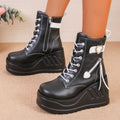 Damen Wedge-Stiefeletten mit hohem Plateau und modischen Details R&B