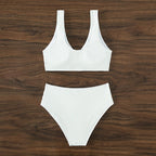 Damen Hochtailliertes Bikini-Set mit strukturiertem Oberteil