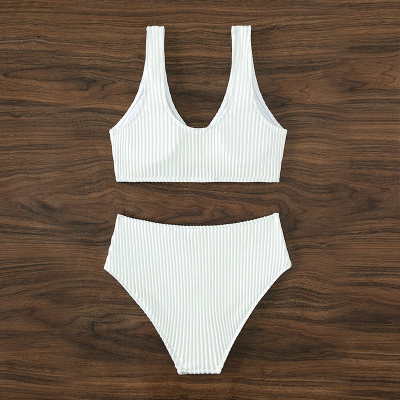 Damen Hochtailliertes Bikini-Set mit strukturiertem Oberteil