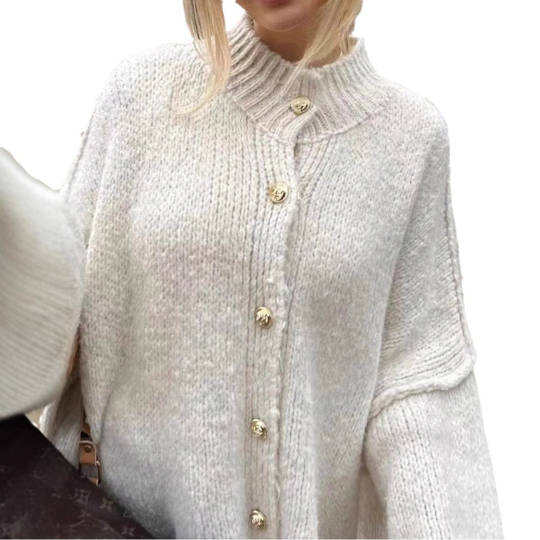 Damen oversized Strickjacke mit Knopf- und Rippdetails R&B