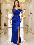 Damen Elegantes Maxikleid mit asymmetrischem Schnitt und Seitenschlitz R&B