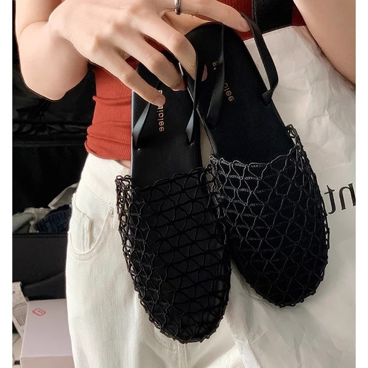 Damen offene Mules mit netzartigem Design und komfortablem Fußbett