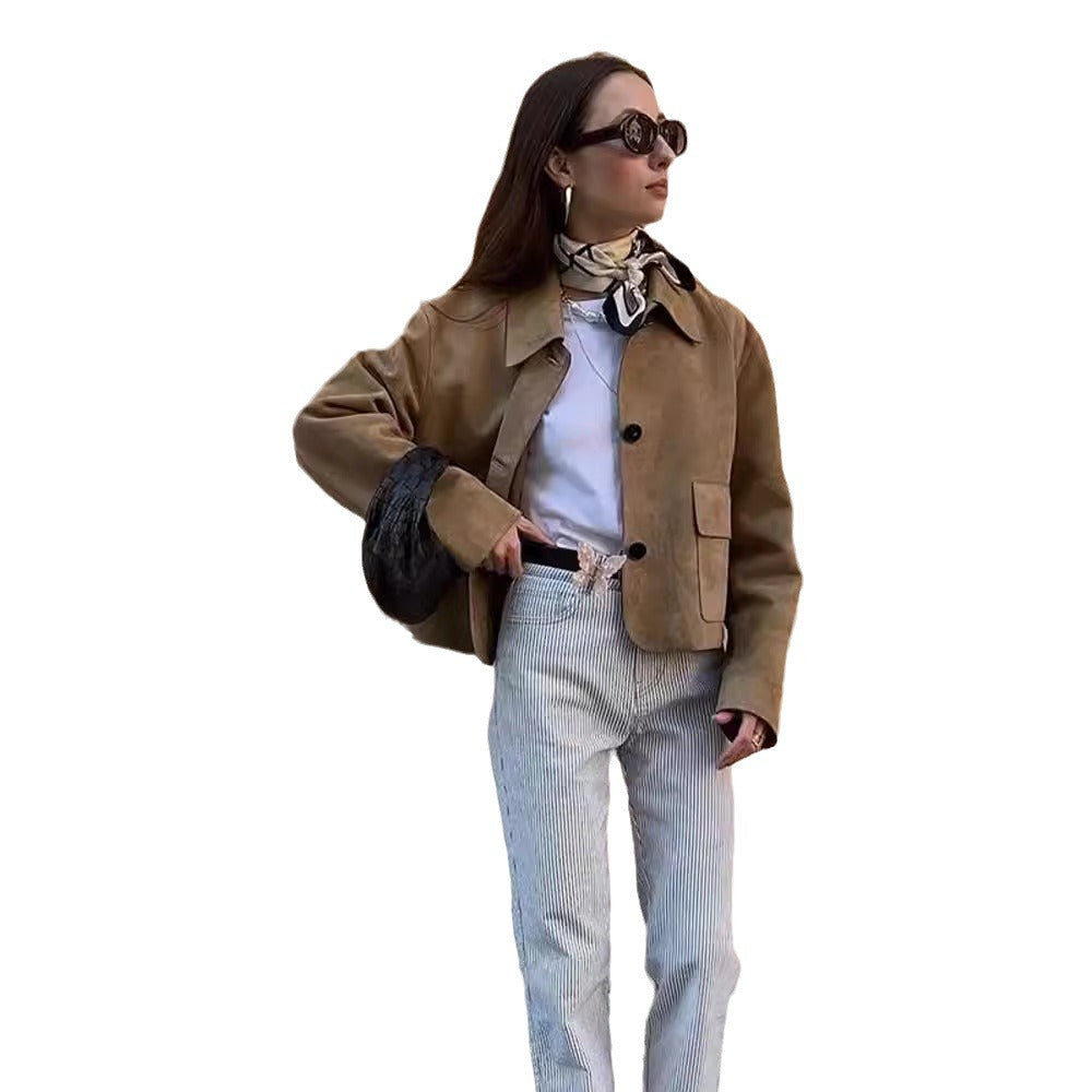 Damen Kunstleder Jacke mit strukturiertem Design R&B