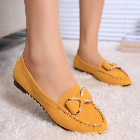 Damen nan elegante Mokassin Halbschuhe mit dekorativer Metallschnalle und rutschfester Gummisohle R&B