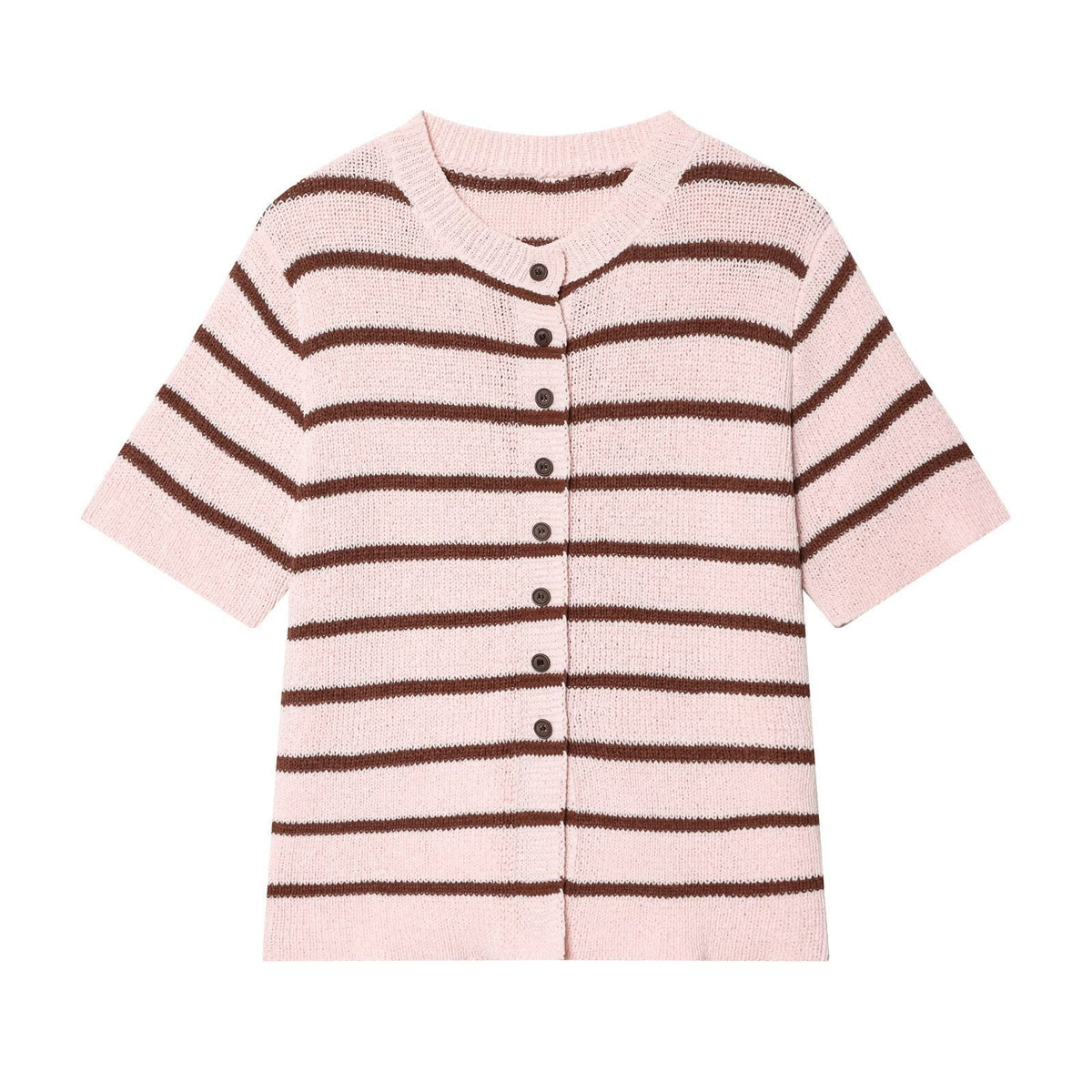 Damen Kurzarm Strickjacke mit Streifenmuster R&B