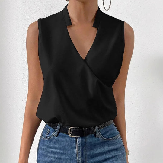 Damen Elegantes Wickeloberteil mit asymmetrischem V-Ausschnitt R&B