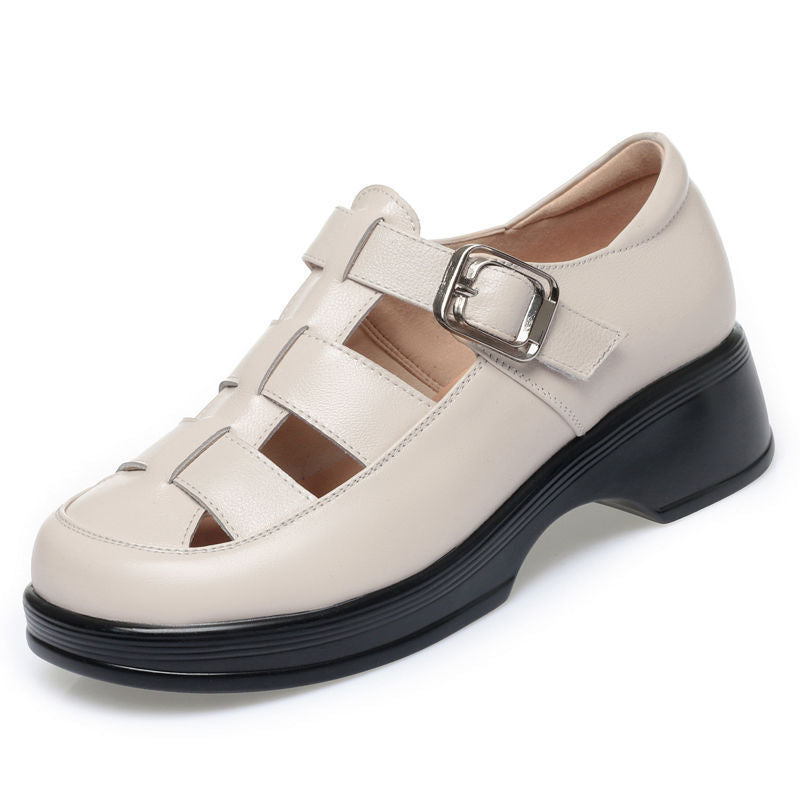 Damen Elegante Komfortsandalen mit verstellbarem Riemen und bequemem Absatz R&B