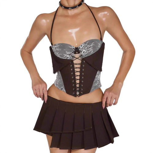 Damen Corsage Top mit verführerischem Spitzenbesatz R&B