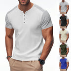 Herren Kurzarm-Henley-T-Shirt mit strukturierter Oberfläche und dezenter Knopfleiste R&B