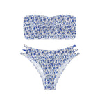 Damen Bandeau-Bikini mit modischem Rüschendesign und hoher Taille