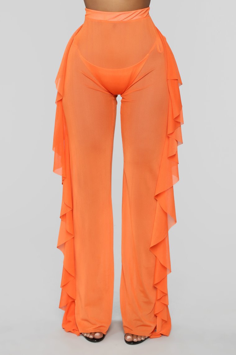 Damen Anziehbare Boho-Hosen mit Rüsche R&B