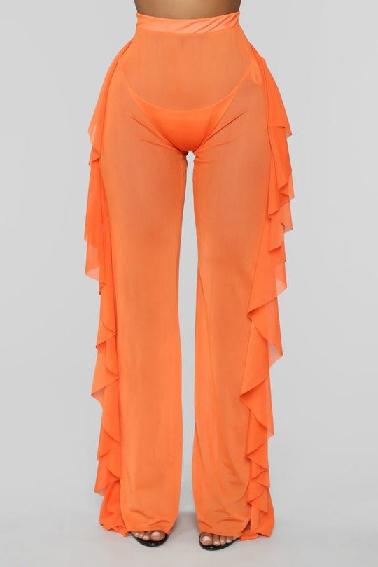 Damen Anziehbare Boho-Hosen mit Rüsche R&B