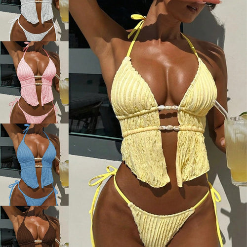 Damen Rüschenbikini mit Perlenakzenten R&B