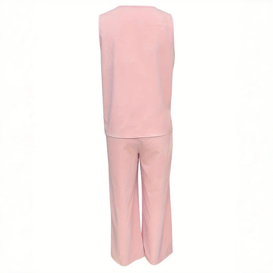 Damen Bequemes Zweiteiliges Outfit mit Knopfleiste und Weitem Schnitt R&B