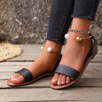 Damen Flache Sandalen mit modischem Schmuckdetail R&B