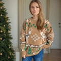 Damen gemusterter Weihnachtspullover mit festlichem Rentierdesign und Oversize-Schnitt R&B