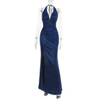 Damen Glamouröses Maxikleid mit tiefem V-Ausschnitt und raffiniertem Rüschendesign R&B