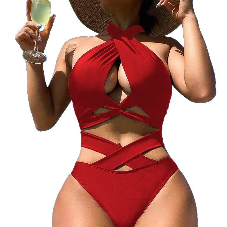 Damen Hochgeschnittener Einteiler-Badeanzug mit eleganten Cut-Outs