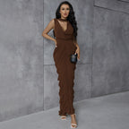 Damen Elegantes Maxikleid mit raffinierten Drapierungen und schickem Halter-Ausschnitt R&B