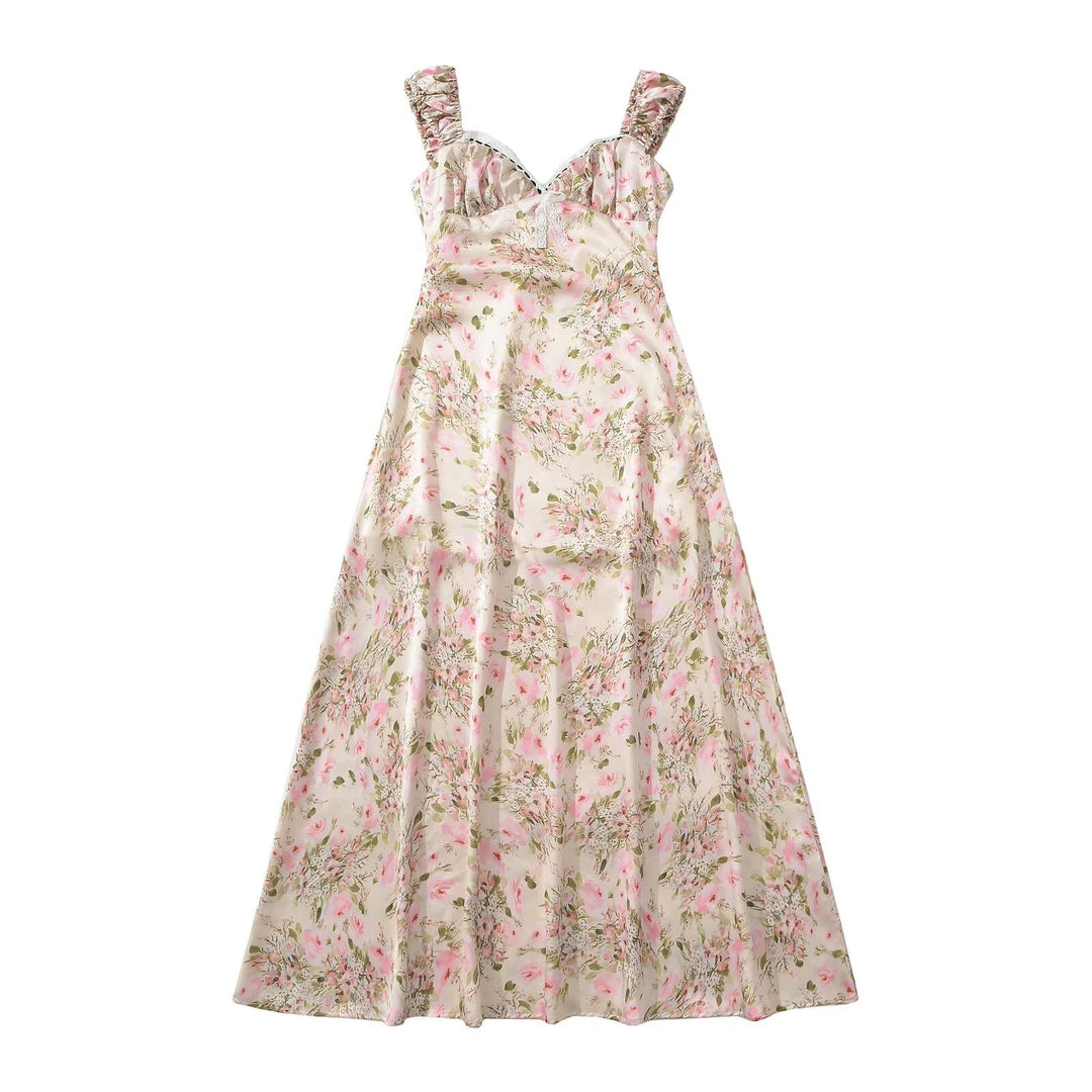 Damen Maxi-Kleid mit floralem Rüschendesign und elegantem Schnitt R&B