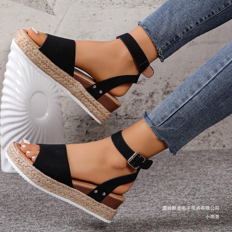 Damen Wedge-Sandaletten mit elegantem Riemen-Design und komfortablem Fußbett R&B
