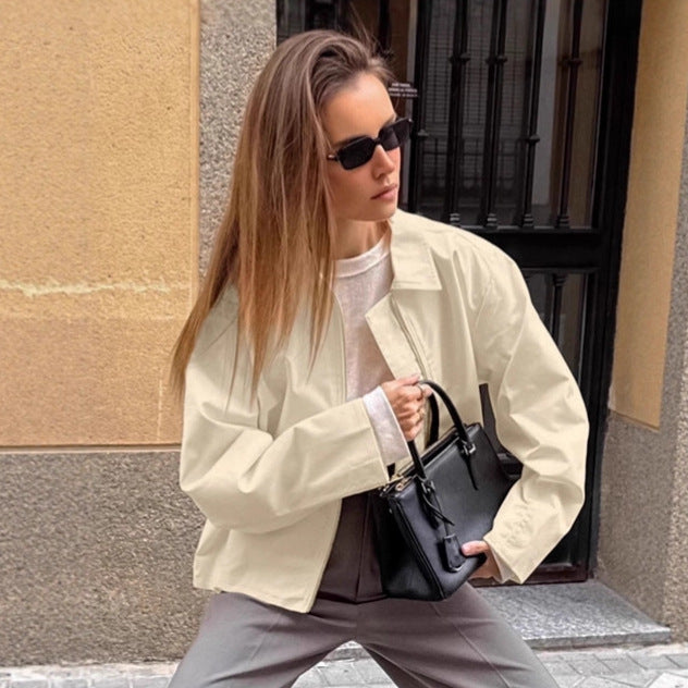 Damen Oversized Utility-Jacke mit modernem Zip-Design R&B