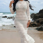 Damen Häkel-Midikleid mit elegantem Design und Figur betontem Schnitt R&B