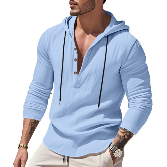 Herren nan lässiges Kapuzenshirt mit Knopfleiste und schmaler Passform R&B