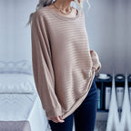 Damen Stilvoller Oversized-Pullover mit feiner Streifenstruktur