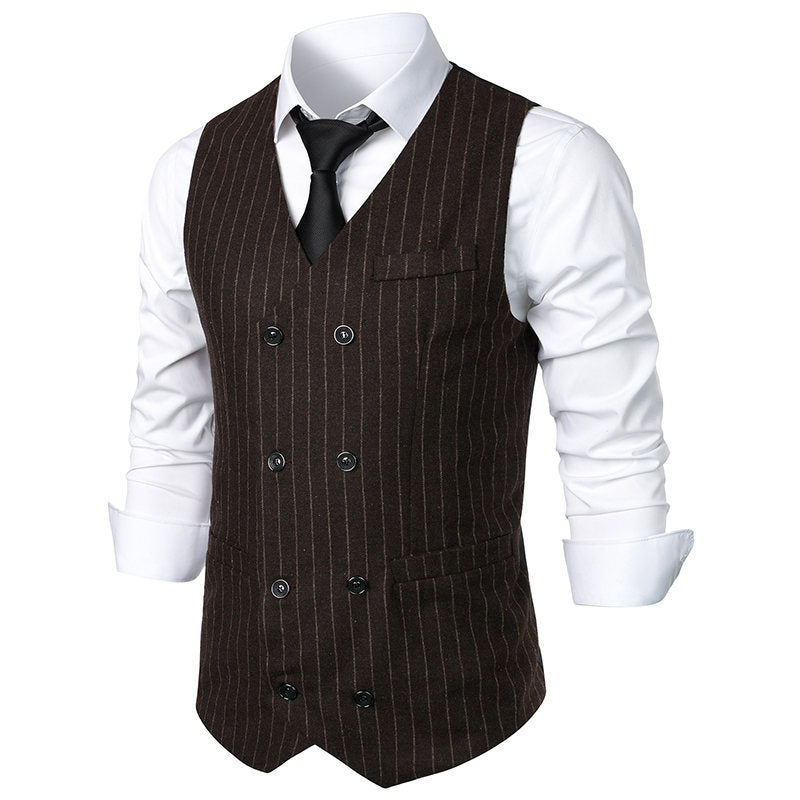 Herren elegante Anzugweste im klassischen Nadelstreifen-Design mit praktischen Taschen R&B