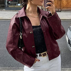 Damen Kunstlederjacke im modischen Oversized-Schnitt R&B