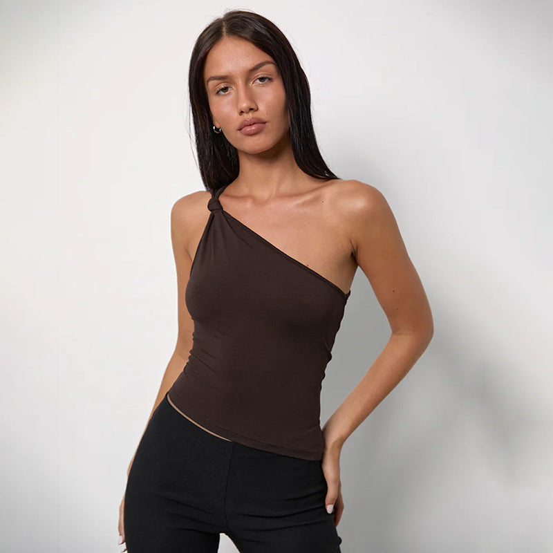 Damen asymmetrisches Trägershirt mit Knotendetail R&B
