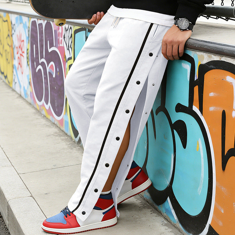 Unisex nan leichte Sport-Trainingshose mit Druckknopfleiste und elastischem Kordelbund R&B