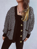Damen Strickjacke mit geometrischem Muster und Knopfdetails R&B