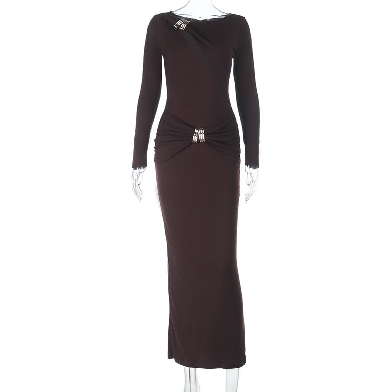 Damen Elegantes Maxikleid mit elegantem Wickeldesign und funkelnden Applikationen R&B