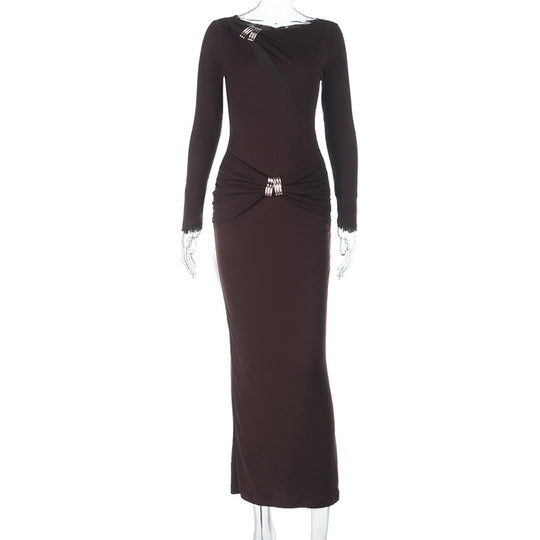Damen Elegantes Maxikleid mit elegantem Wickeldesign und funkelnden Applikationen R&B