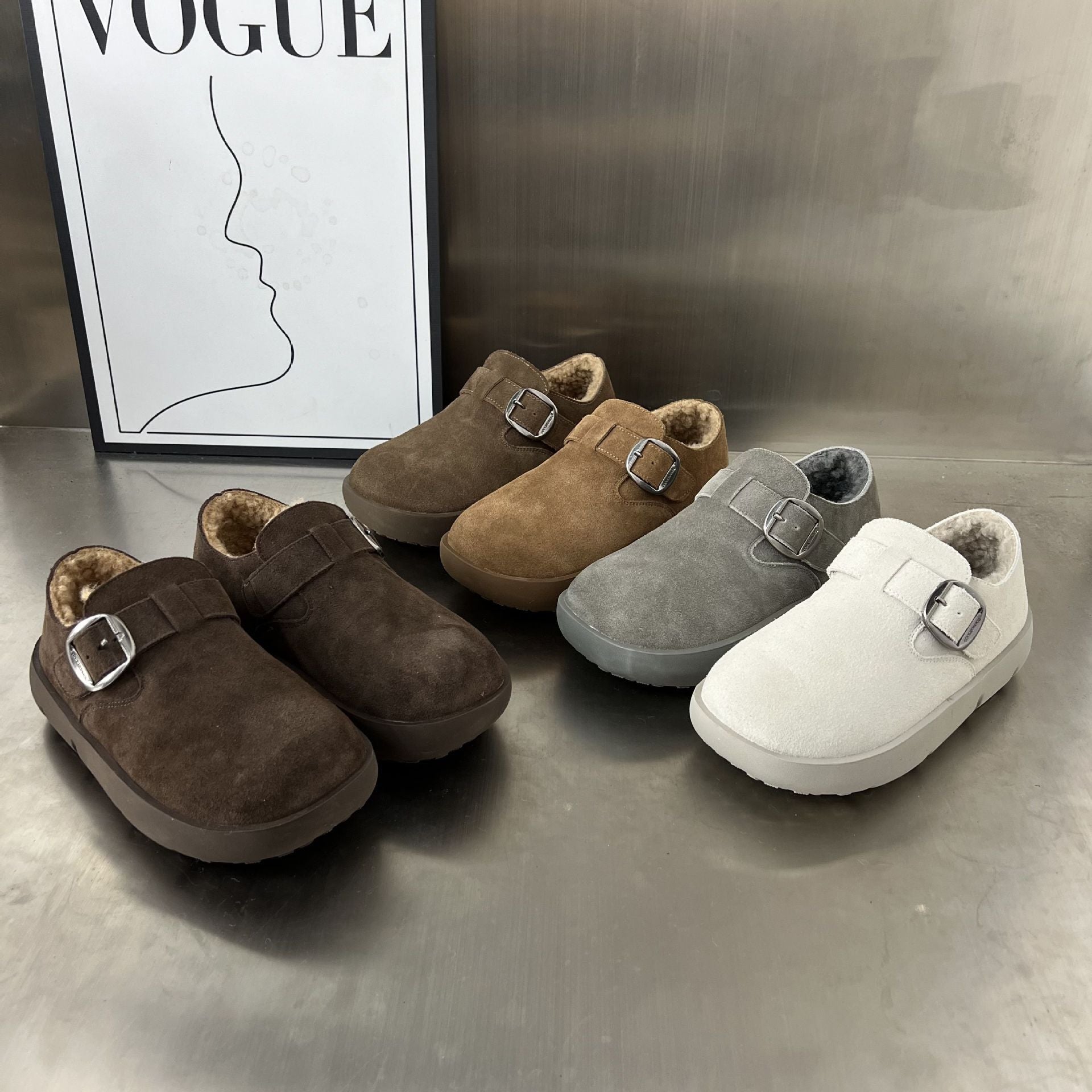 Damen Gemütliche Clogs mit weichem Futter und modischem Schnallenverschluss R&B