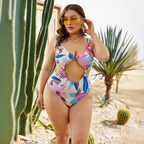 Damen Einteiliger Badeanzug mit modischen Cut-Outs und floralem Design R&B