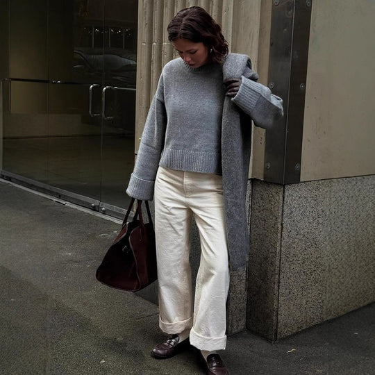 Damen gemütlicher, oversized Strickpullover R&B