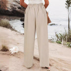 Damen elegante weite Sommerhose mit Bundfalten R&B