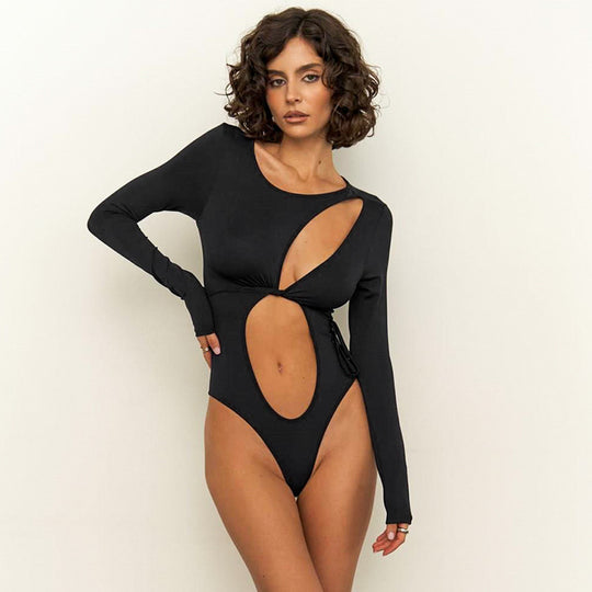 Damen Einteiliger Badeanzug mit innovativem Cut-Out und langem Arm R&B