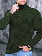 Herren Rollkragenpullover mit strukturiertem Strickmuster R&B