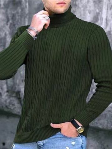 Herren Rollkragenpullover mit strukturiertem Strickmuster R&B