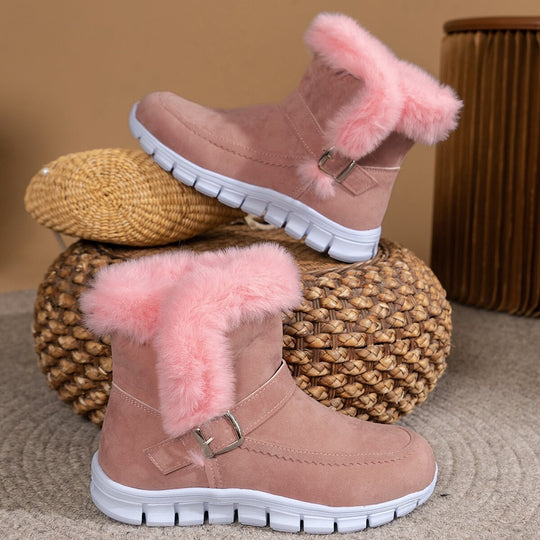 Damen Winterboots mit kuscheligem Kunstfellkragen und rutschfester Sohle R&B