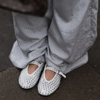 Damen Ballerinas mit elegantem Strassbesatz und Riemchen