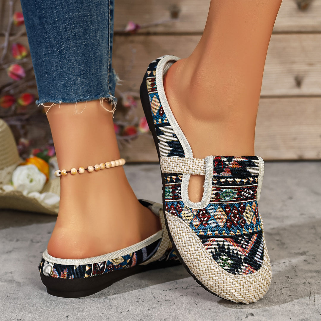 Damen komfortable und modische Clogs mit buntem Jacquard-Muster R&B