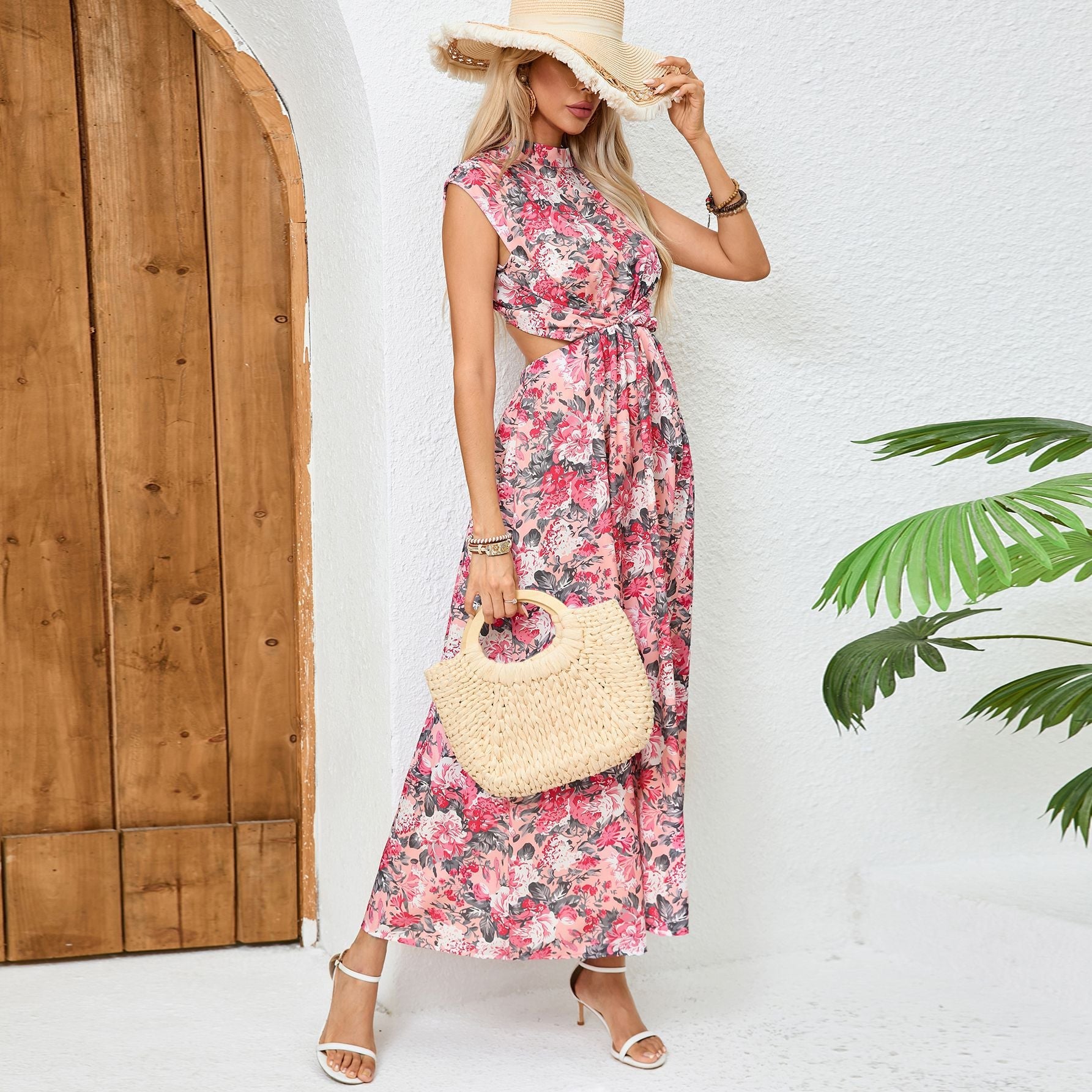 Damen Maxi Kleid mit floralem Design R&B