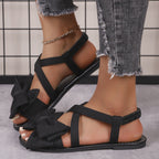 Damen Elegante Sandalen mit großem Schleifen-Detail und geflochtenem Riemendesign R&B