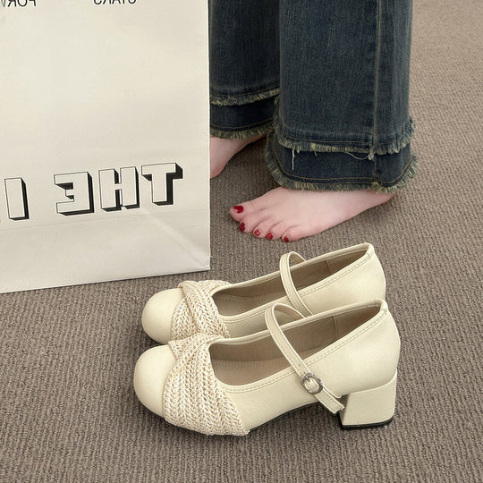 Damen Ballerinas mit elegantem Riemen und raffiniertem Strickdetail R&B
