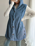 Damen Kuschelige Fleece-Weste mit Kapuze und Knopfverschluss R&B